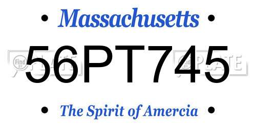 56PT745 Massachusetts License Plate