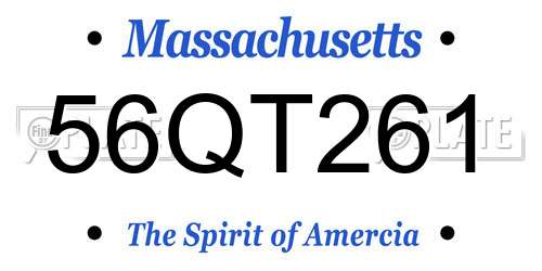 56QT261 Massachusetts License Plate