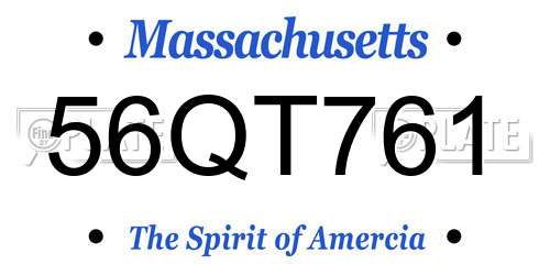 56QT761 Massachusetts License Plate