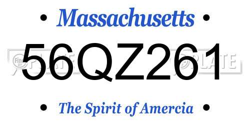 56QZ261 Massachusetts License Plate