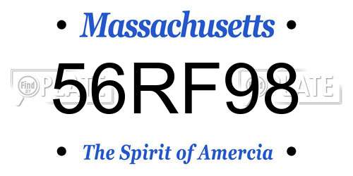 56RF98 Massachusetts License Plate