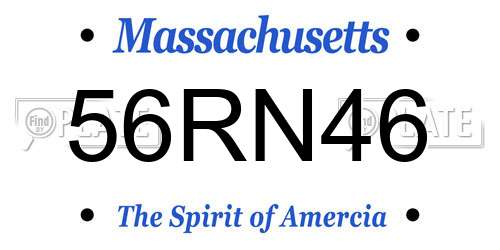 56RN46 Massachusetts License Plate