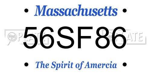 56SF86 Massachusetts License Plate