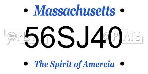 56SJ40 Massachusetts License Plate