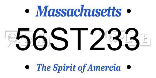 56ST233 Massachusetts License Plate