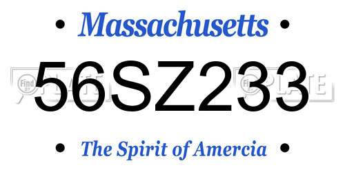 56SZ233 Massachusetts License Plate