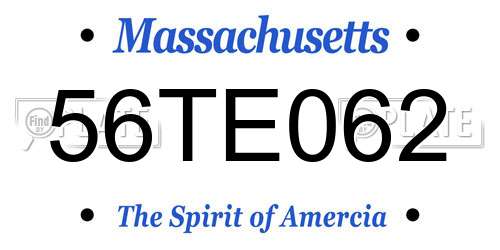 56TE062 Massachusetts License Plate