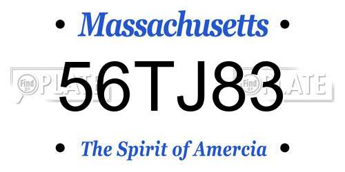 56TJ83 Massachusetts License Plate