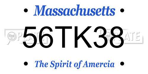 56TK38 Massachusetts License Plate