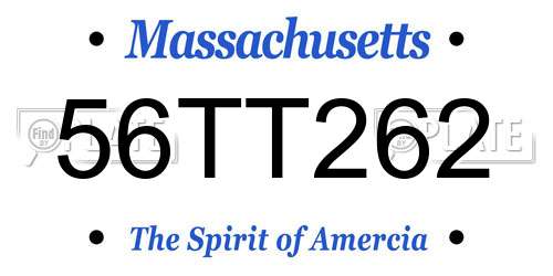 56TT262 Massachusetts License Plate
