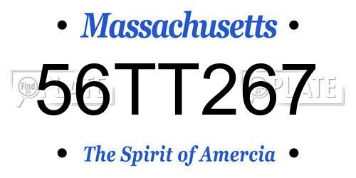 56TT267 Massachusetts License Plate