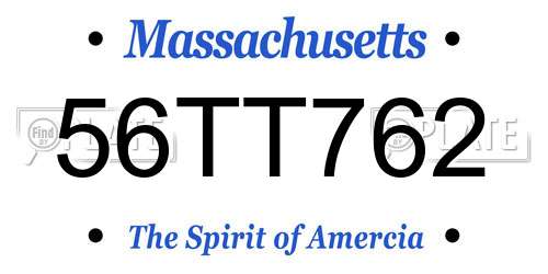56TT762 Massachusetts License Plate