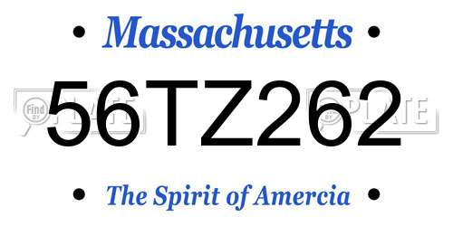 56TZ262 Massachusetts License Plate