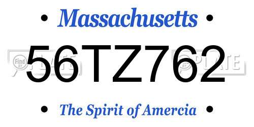 56TZ762 Massachusetts License Plate