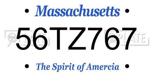 56TZ767 Massachusetts License Plate