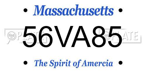56VA85 Massachusetts License Plate