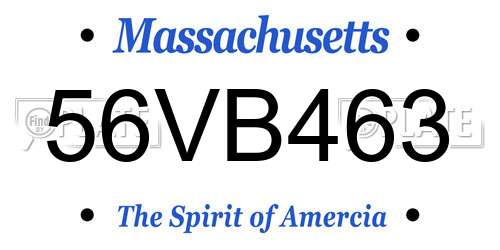 56VB463 Massachusetts License Plate