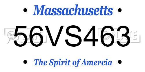 56VS463 Massachusetts License Plate