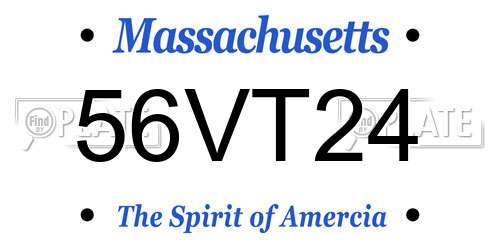 56VT24 Massachusetts License Plate