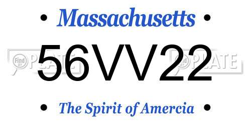 56VV22 Massachusetts License Plate