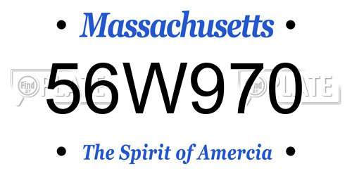 56W970 Massachusetts License Plate