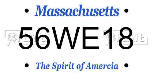 56WE18 Massachusetts License Plate
