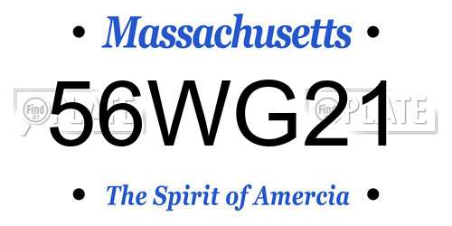 56WG21 Massachusetts License Plate