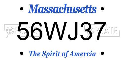 56WJ37 Massachusetts License Plate