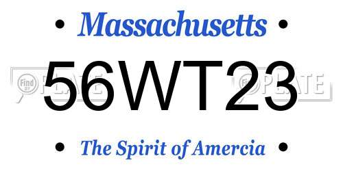 56WT23 Massachusetts License Plate