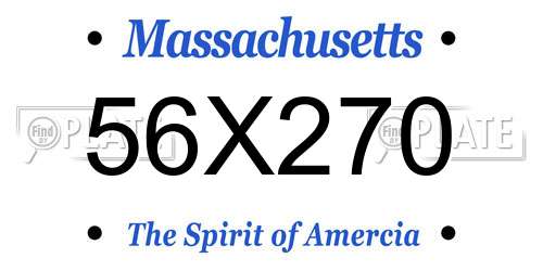 56X270 Massachusetts License Plate
