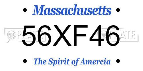 56XF46 Massachusetts License Plate