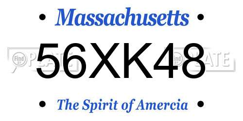 56XK48 Massachusetts License Plate