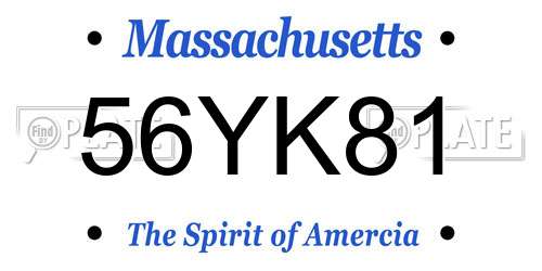 56YK81 Massachusetts License Plate