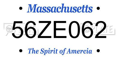 56ZE062 Massachusetts License Plate