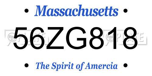 56ZG818 Massachusetts License Plate