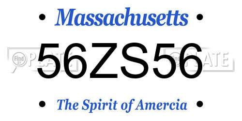 56ZS56 Massachusetts License Plate