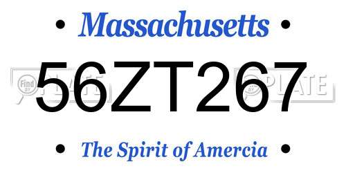 56ZT267 Massachusetts License Plate