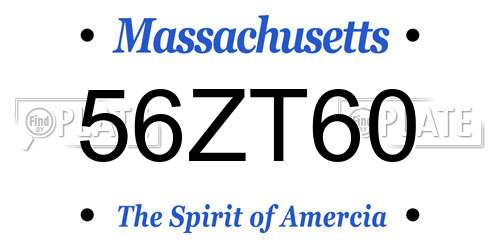 56ZT60 Massachusetts License Plate