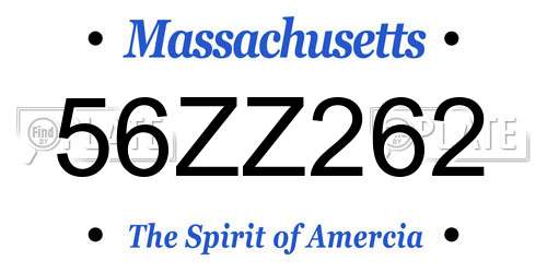 56ZZ262 Massachusetts License Plate
