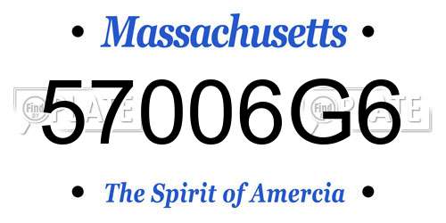 57006G6 Massachusetts License Plate