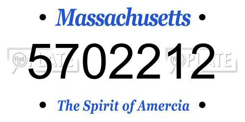 5702212 Massachusetts License Plate
