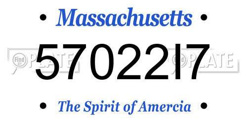57022I7 Massachusetts License Plate