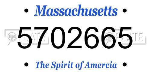 5702665 Massachusetts License Plate