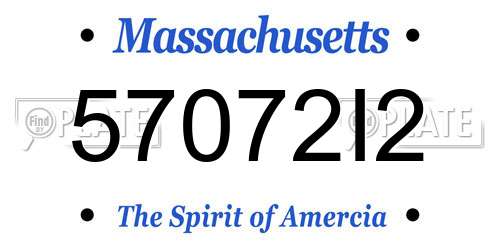 57072I2 Massachusetts License Plate