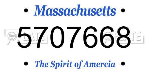 5707668 Massachusetts License Plate