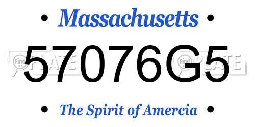 57076G5 Massachusetts License Plate