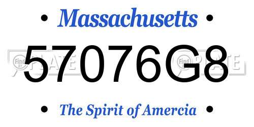 57076G8 Massachusetts License Plate
