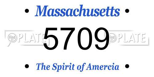 5709 Massachusetts License Plate