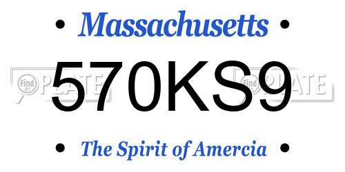 570KS9 Massachusetts License Plate
