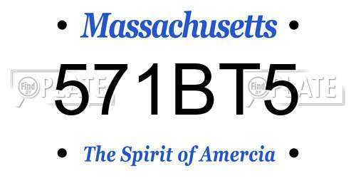 571BT5 Massachusetts License Plate